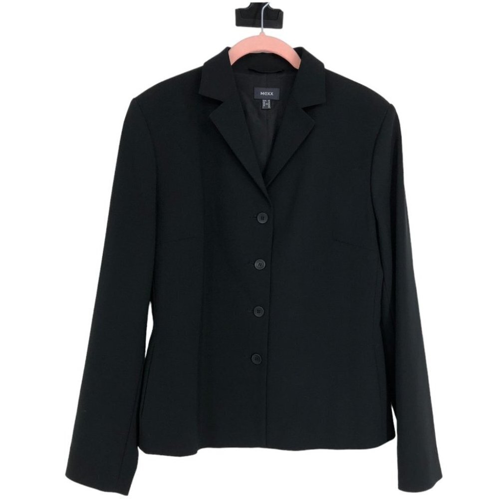 Mexx Black wool blend Button up professional 4 button Blazer size 10/M